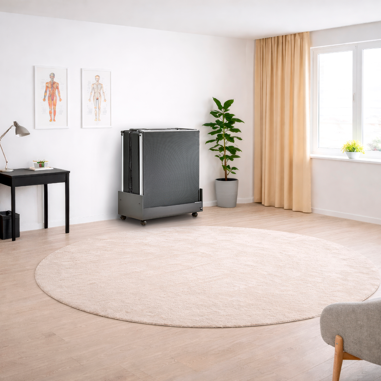 Froli relax + move Beistellbett zusammengeklappt im Raum