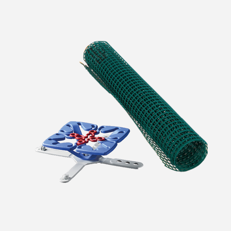 Froli Star Federelement mit Spannkreuz neben aufgerolltem Gitter