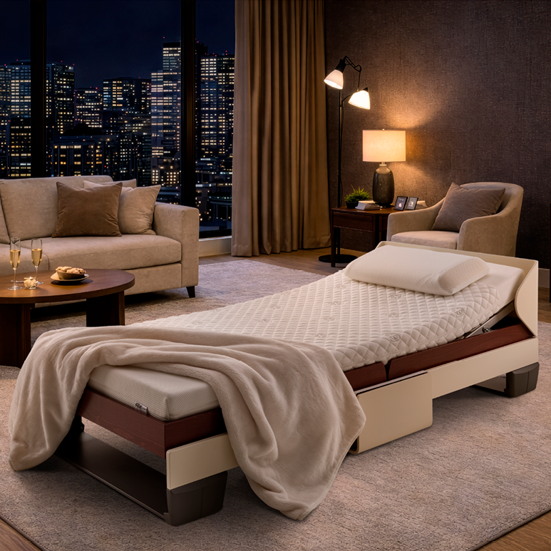 Froli relax + fold Beistellbett im Wohnzimmer genutzt