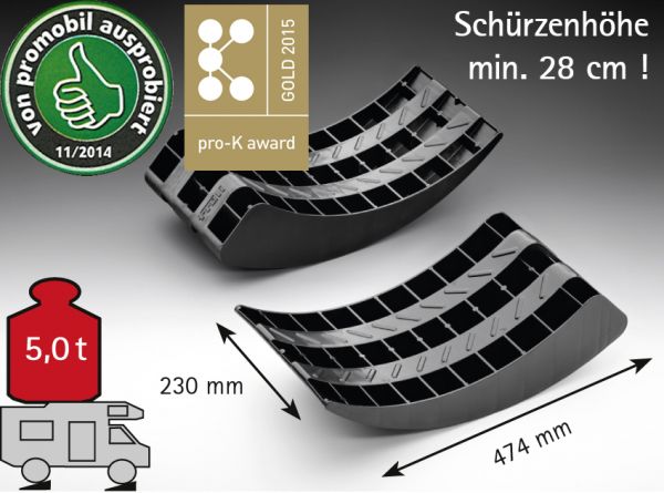 Auffahrkeil Rund plus Unterlegkeil Wohnwagen Wohnmobil Ausgleichskeile 2,5t  Keil